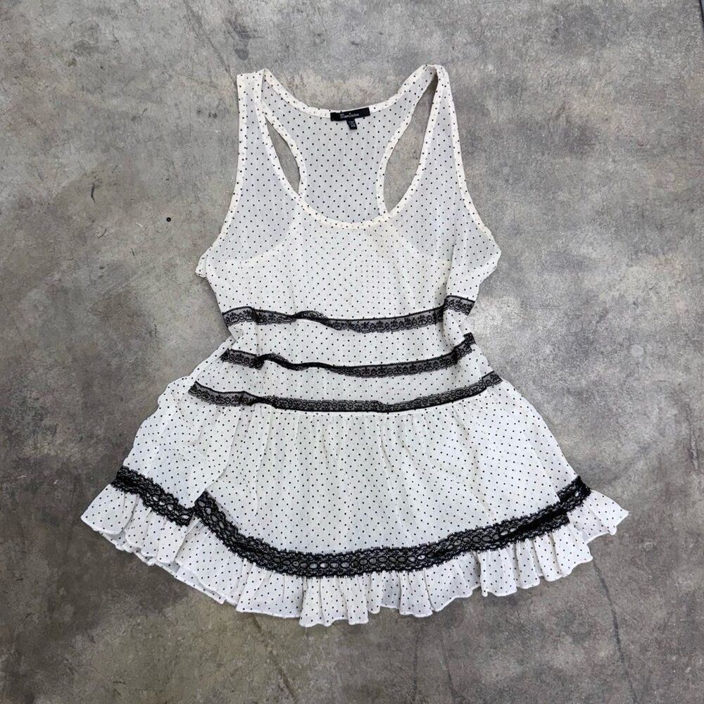 Vintage coquette y2k polka dot lace flowy tank